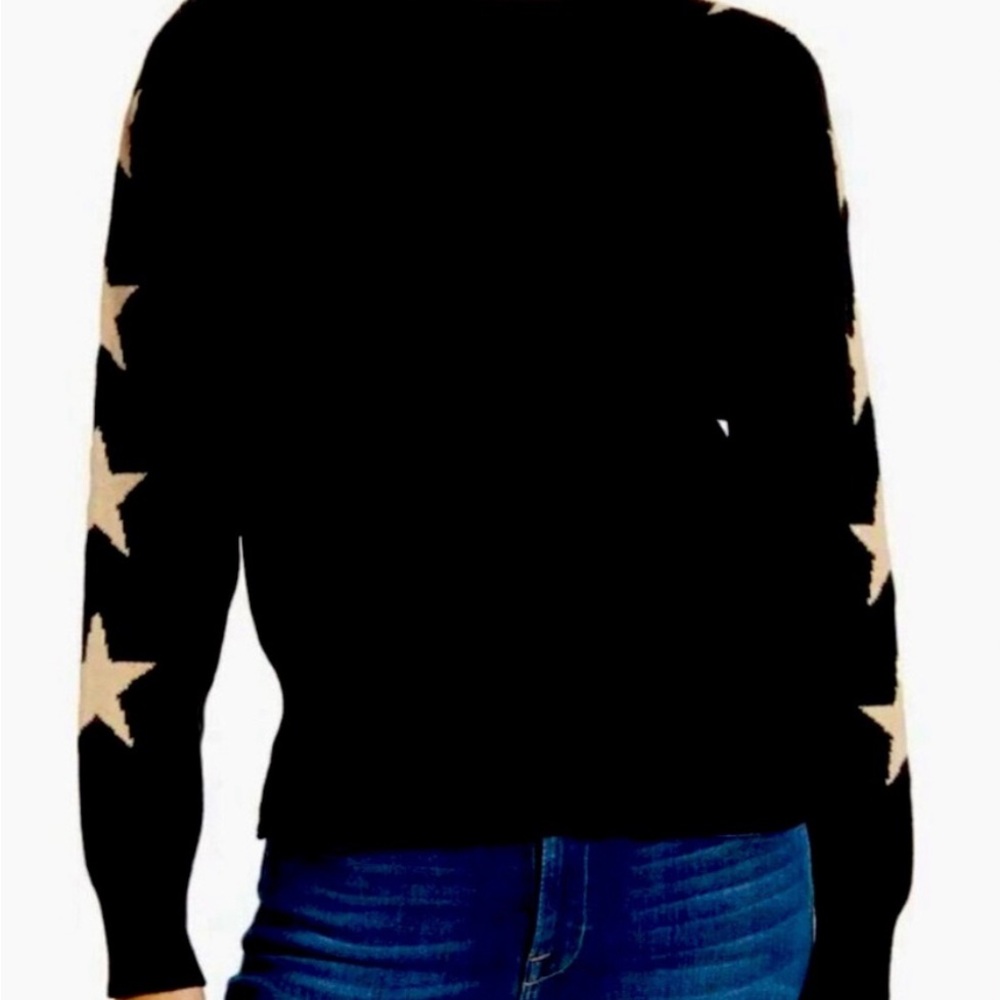 Women’s Black Sweater with Tan Star Sleeves